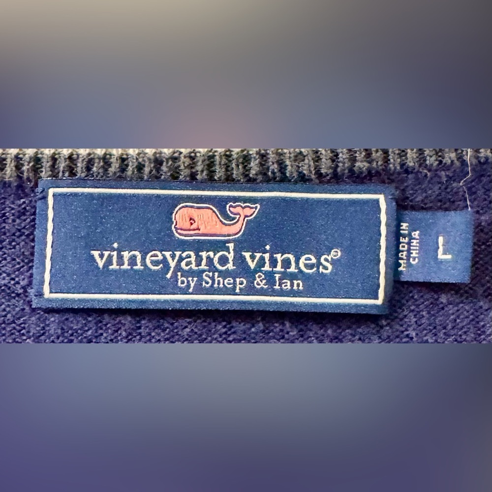 Vineyard Vines Men's Navy Striped Collar Zip-Up Sweater - Picture 3 of 4